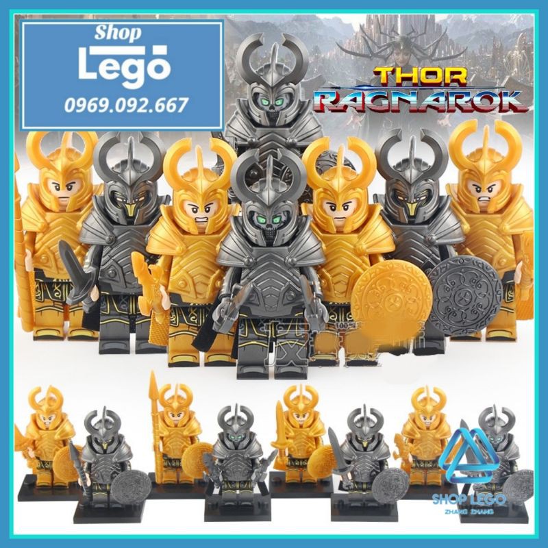 Xếp hình Thor Ragnarok Asgardian Berserker Hela vs Warrior Lego Minifigures Koruit KT1044