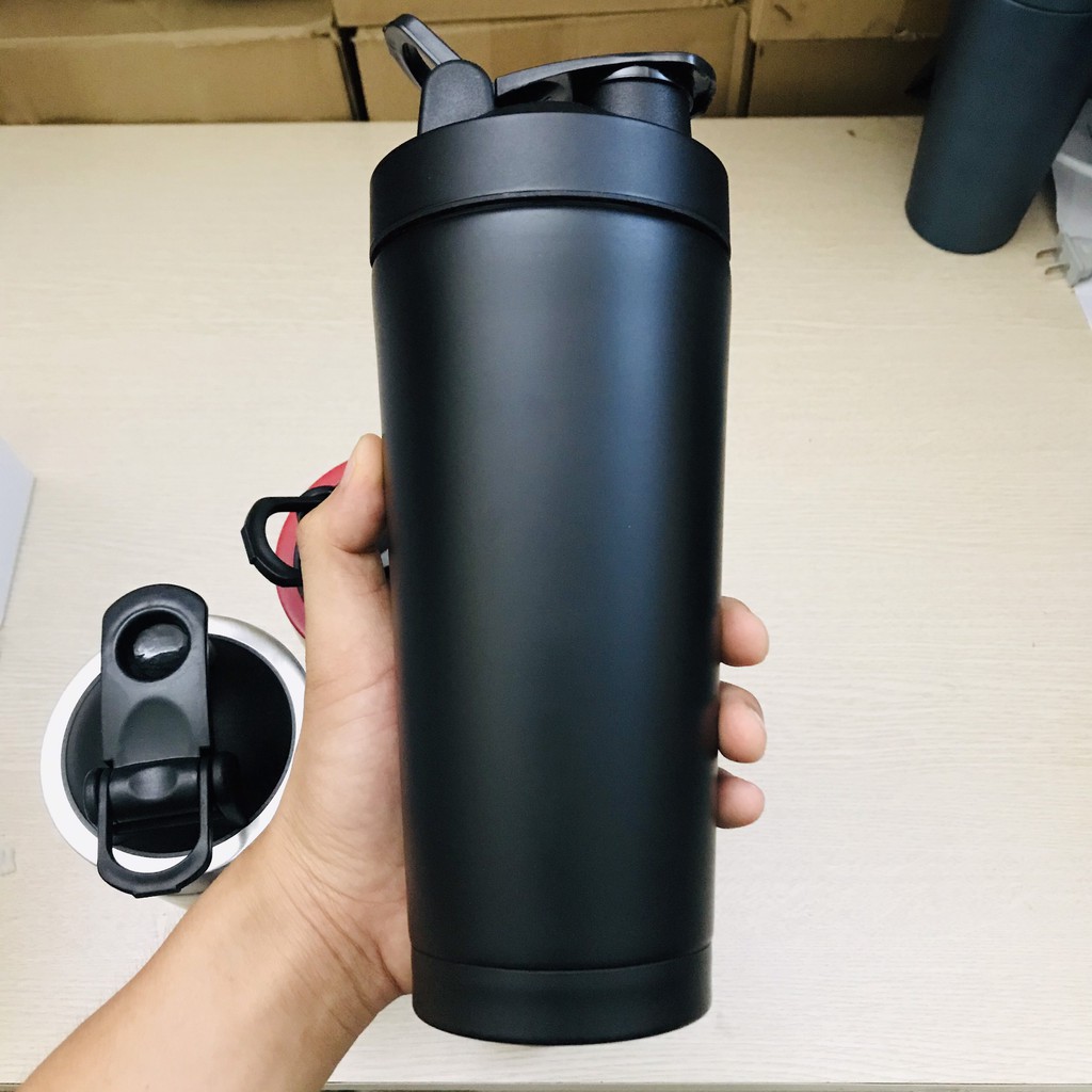 Bình Lắc Tập Gym Giữ Nhiệt Shaker Inox – 800ml – Chọn Màu Bình Đựng Nước Chính Hãng Amalife – Kèm Bóng Lò Xo Lắc