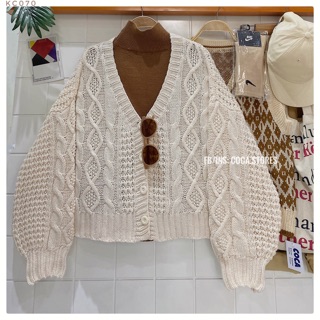 [KC070]🧸🧸🧸 Áo cardigan len vặn thừng dáng lửng (Có sẵn/ảnh thật)