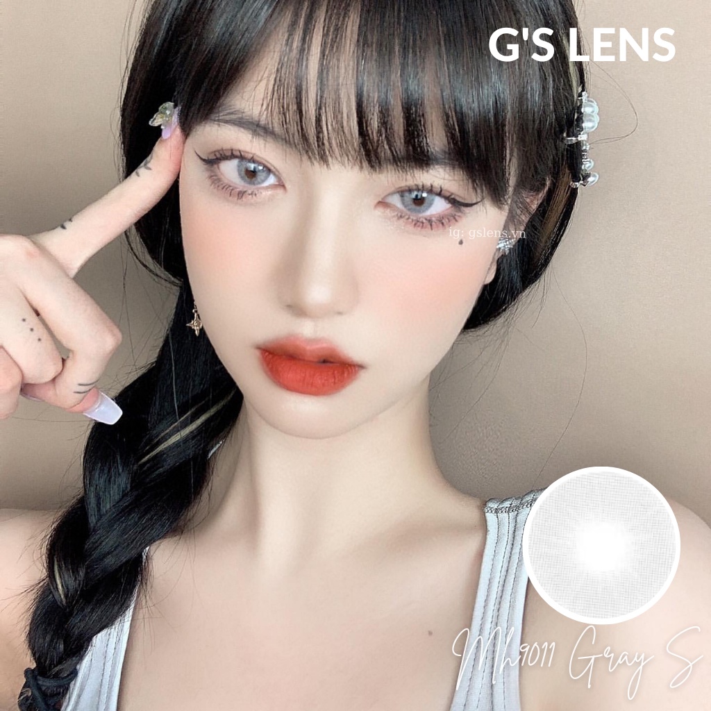 Lens Mắt Kính Áp Tròng Xám Tây Siêu Hot Douyin Size S 14.2mm Có 0 Đến 6 Độ Cận Mh9011 Gray