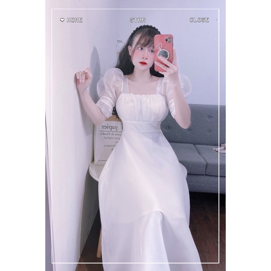 Đầm dài tiểu thư tay lở phối voan Loại trơn và 3 tầng( Ảnh shop chụp thật 100%) | BigBuy360 - bigbuy360.vn