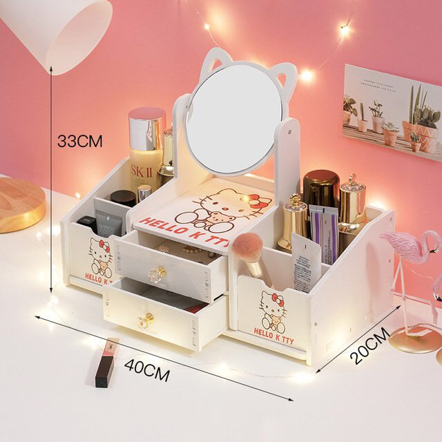 ❤️SALE[ FREESHIP]Tủ Để Đồ Trang Điểm Mini kệ đựng mỹ phẩm mini có gương tai mèo,Hộp Mỹ Phẩm thiết kế tiện lợi