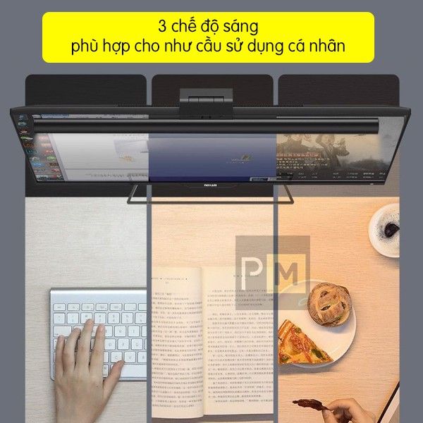 Đèn kẹp màn hình bảo vệ mắt 3 chế độ sáng cho màn tràn viền và laptop PCMASTER