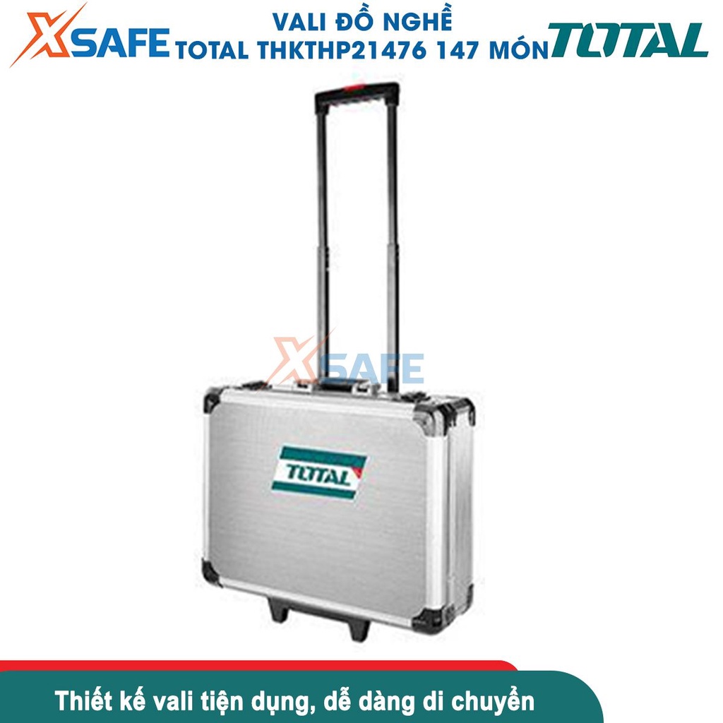 Vali kim loại di động đựng đồ nghề khóa sắt Total THKTHP21476 147 chi tiết, bộ đồ nghề đa năng 4 ngăn đầy đủ - XSAFE