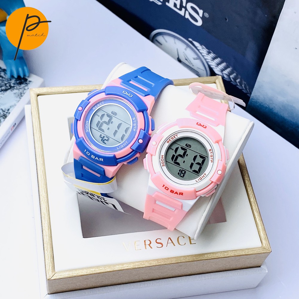 Đồng hồ trẻ em Q&Q dây đeo cao su mix nhiều màucực bền, chống nước hơn 100m