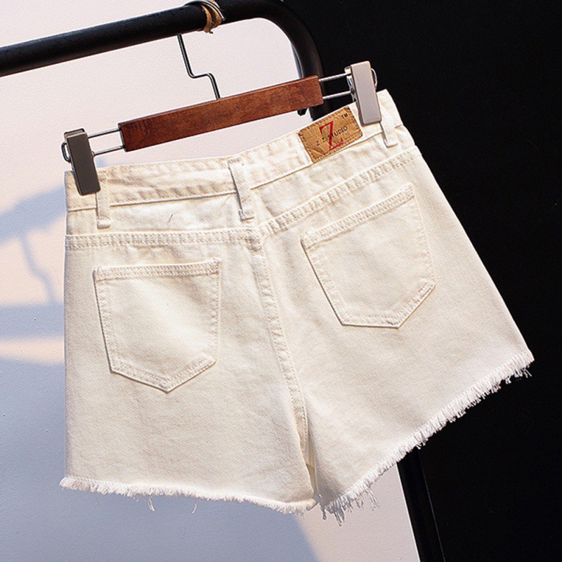 Quần sọt Denim lưng cao thiết kế dáng rộng che khuyết điểm