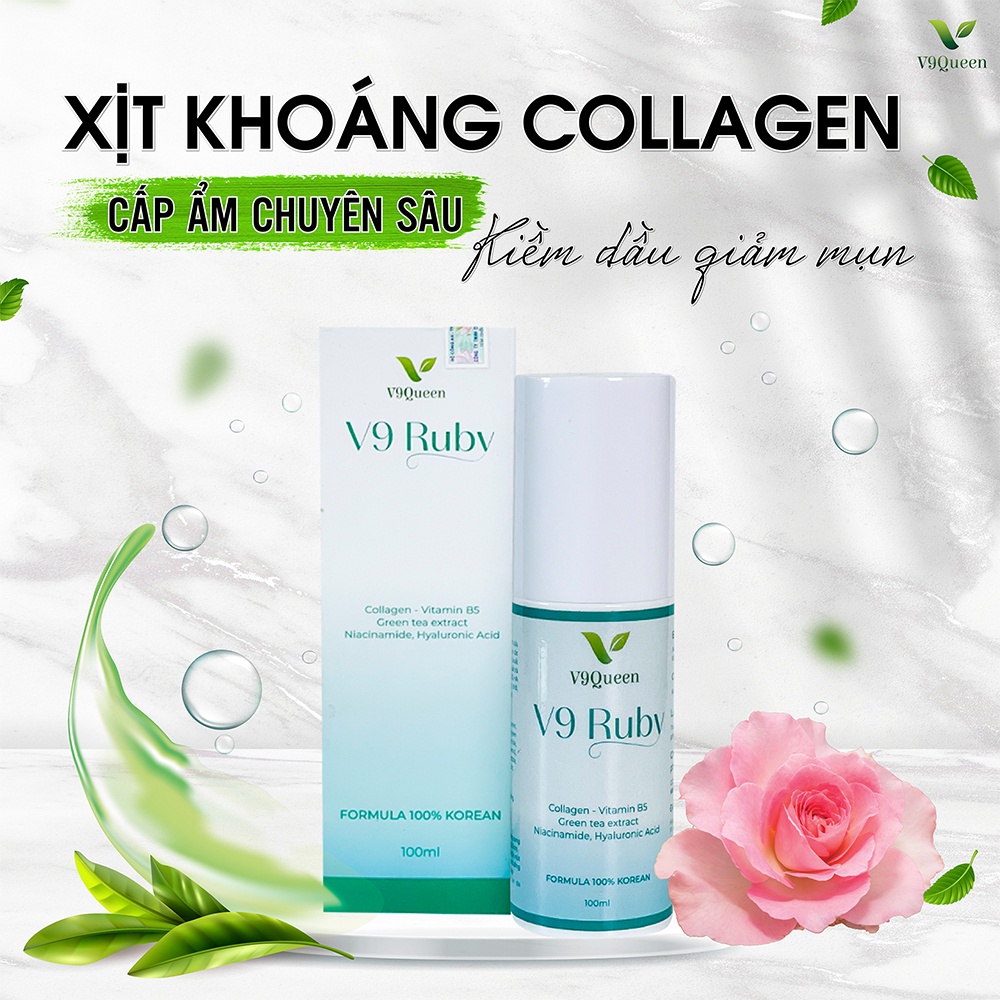 Nước Xịt Khoáng Hoa Hồng - Cân Bằng Độ Ẩm, Dưỡng Da Mềm Mịn, Trắng Sáng Tự Nhiên V9Queen