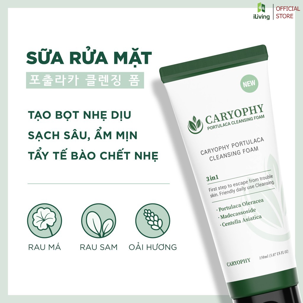 [Mã INCU50 giảm 50K đơn 250K] Sữa rửa mặt ngừa mụn Caryophy Portulaca 30ml và 150ml ILIVING-CARSRM | BigBuy360 - bigbuy360.vn