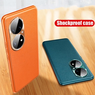 Ốp Điện Thoại Da Thật Siêu Mỏng Bảo Vệ Camera Cho Huawei P50 Pro P40 Pro Plus P30 P20