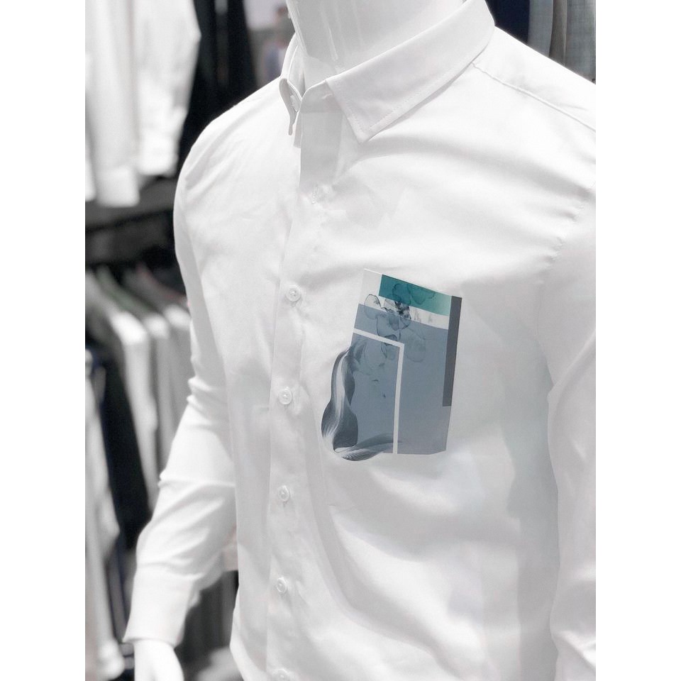 Áo sơ mi nam Double'D màu trắng họa tiết ngực SIN01 | BigBuy360 - bigbuy360.vn