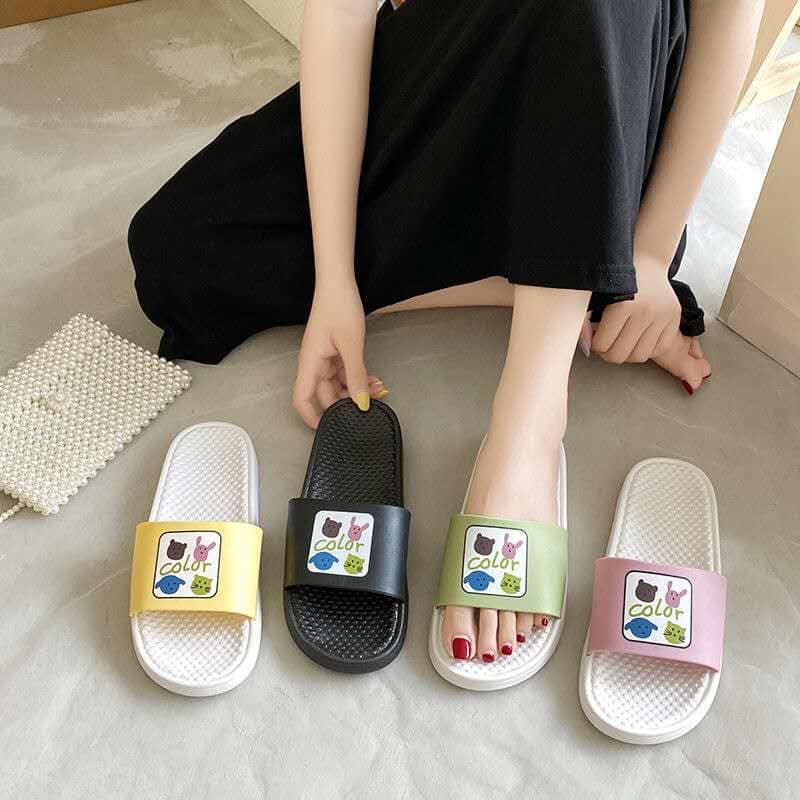 Dép nữ quai ngang có in chữ Color chất êm mềm màu đẹp FORM NHỎ
