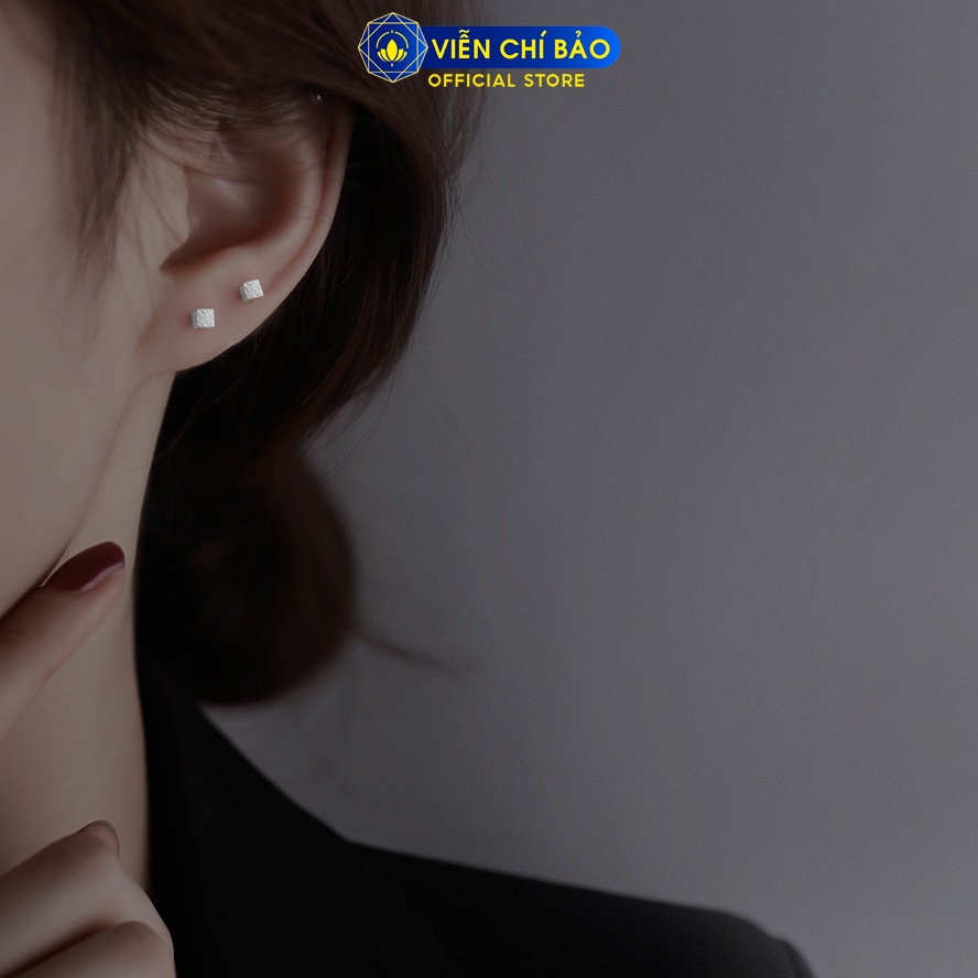 Bông tai bạc nữ Khối lập phương chất liệu bạc 925 thời trang phụ kiện trang sức Viễn Chí Bảo B400181-V