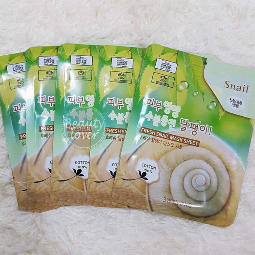 Combo 5 Mặt Nạ Dưỡng Da Ốc Sên 3W Clinic Fresh Snail Mask Sheet 23ml X 5 Miếng – Beauty Lover Mặt Nạ Chống Lão Hóa