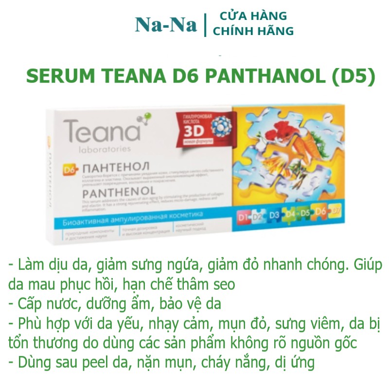 Serum Teana D6 Panthenol (B5) giúp làm dịu, phục hồi, cấp ẩm và bảo vệ da