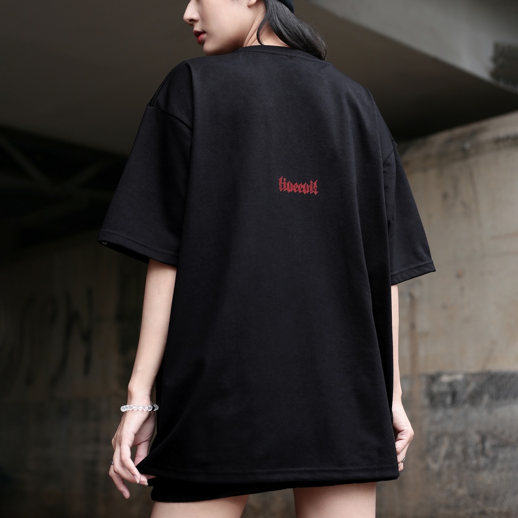 Áo Thun Limerence Màu Đen Chất Liệu 100% Cotton Thoáng Mát Form Rộng In Hình