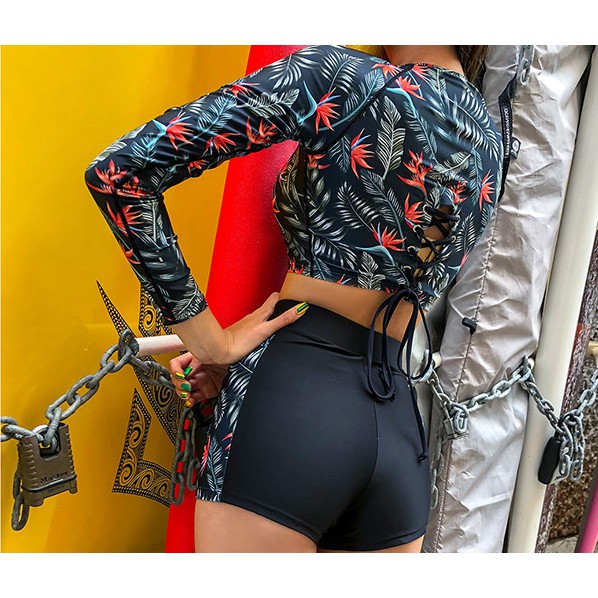 Bikini họa tiết dài tay đi biển 🍓QUEEN SHOP🍓 Đồ bơi nữ kín đáo 2 mảnh Quảng Châu họa tiết hoa lá BIK18 | BigBuy360 - bigbuy360.vn