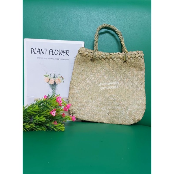 Túi cối lục bình hoa cúc trắng_Túi cối hanmade