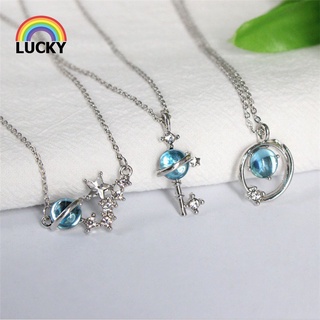 vòng cổ Mặt Kính Hình Hành Tinh Bầu Trời Đầy Sao Màu Xanh Dương / Hồng Phong Cách Nhật Hàn Cho Nữ
