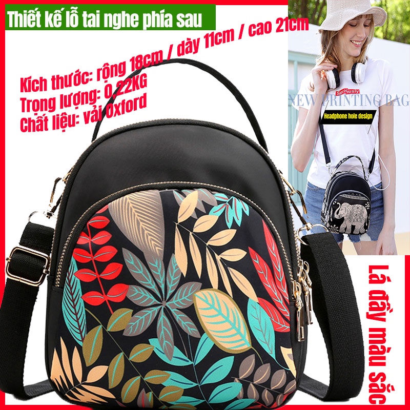 Ba Lô Nylon In Họa Tiết Thổ Cẩm Trung Hoa Cho Nữ