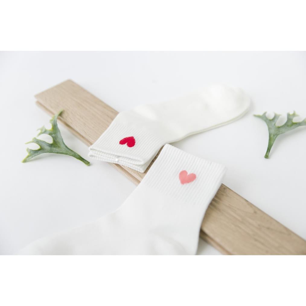 Tất Cao Cổ Tim Tất Tất Cotton Cổ Cao In Họa Tiết Tim Phong Cách Nhật Hàn Phong cách Ulzzang