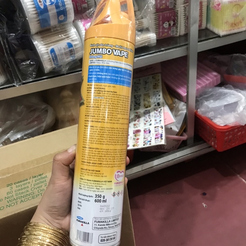 Bình Xịt Côn Trùng Jumbo Vape Không Mùi 600ML