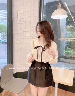 Áo voan cổ nơ( kèm 2 dây ), cv tafta