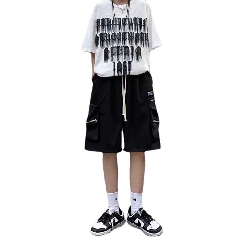 Quần Short Dáng Rộng Nhiều Túi Phong Cách Hip Hop Hàn Quốc Thời Trang Mùa Hè Cho Nam Size M-3XL