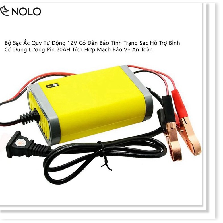 Bộ Sạc Ắc Quy Tự Động 12V Có Đèn Sạc Hỗ Trợ Bình Có Dung Lượng Pin 20AH Tích Hợp Mạch Bảo Vệ An Toàn