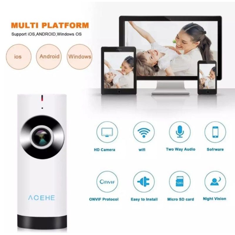 ( Kèm Thẻ128G)Camera An Ninh IP Wifi HD Mini ACEHE 720P Giám Sát Toàn Cảnh Đàm Thoại 2 Chiều