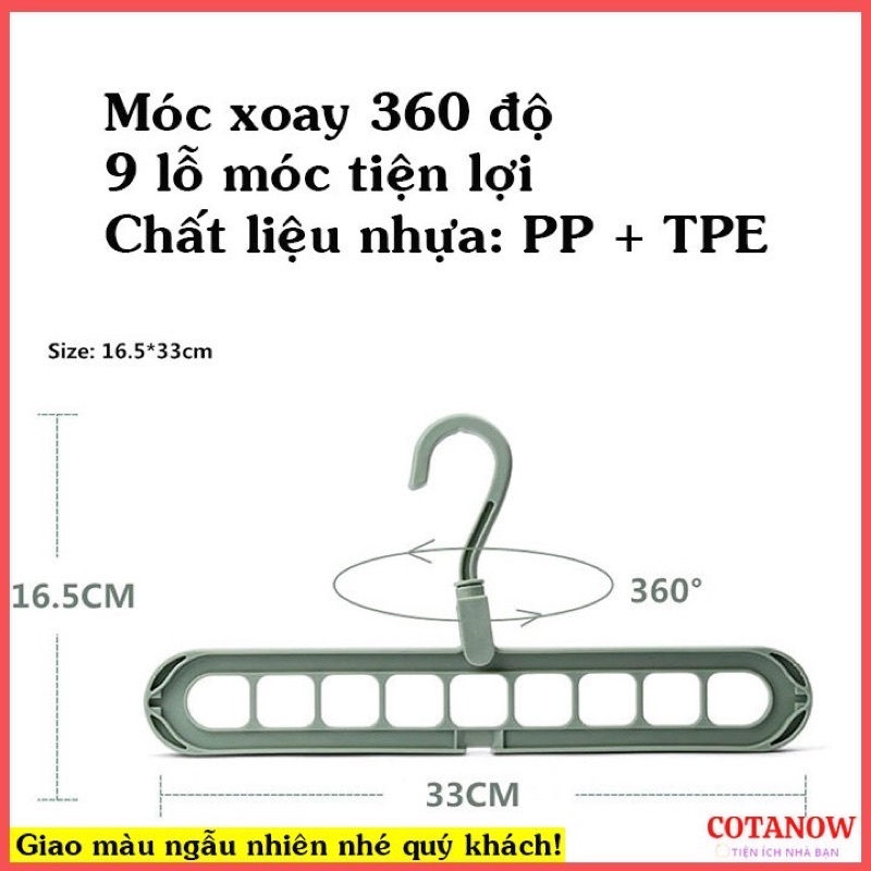 Móc treo quần áo đa năng 9 lỗ tiện lợi