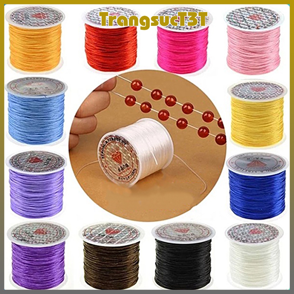 Dây Xâu Vòng Phong Thủy nhiều màu dài 50m, dây co dãn tốt chất liệu lụa bền - Dây làm Handmade xỏ hạt đá may mắn