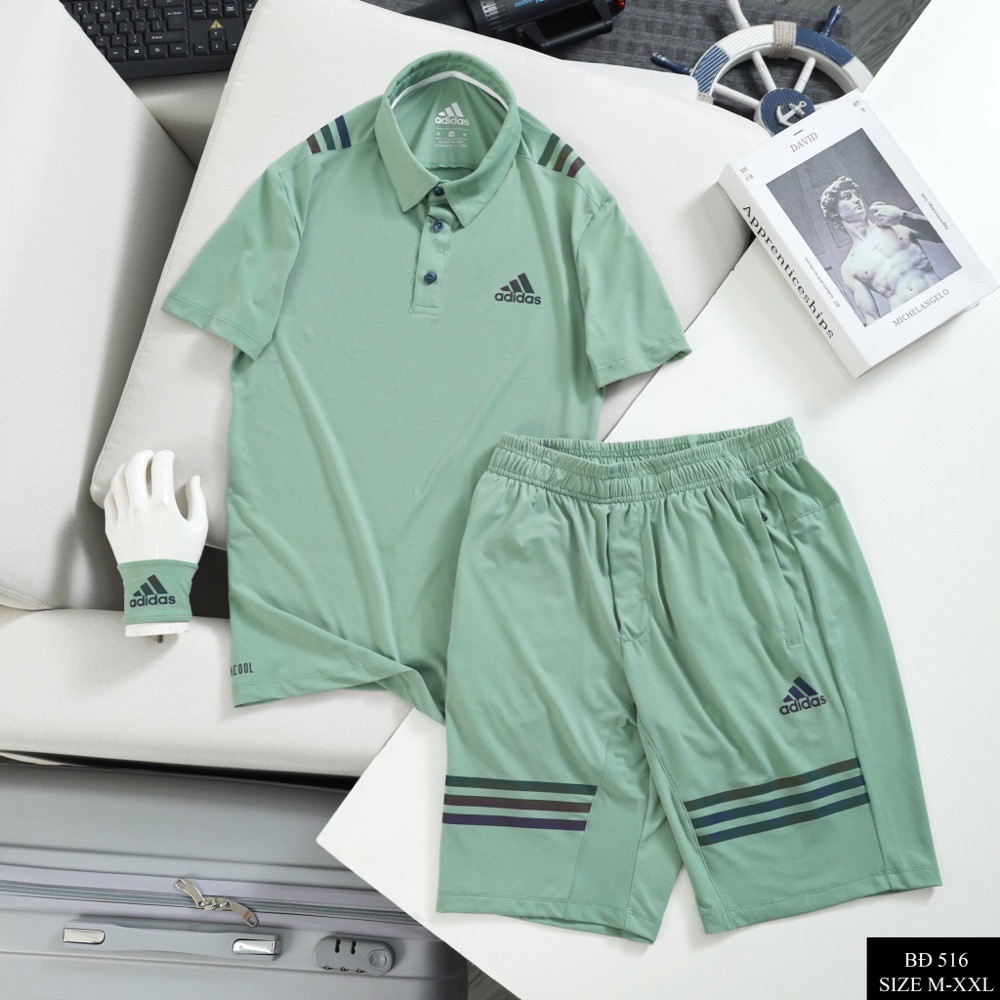 Bộ thể thao nam adidas cao cấp mùa hè cộc tay chất thun lạnh 516 bộ đồ tập
