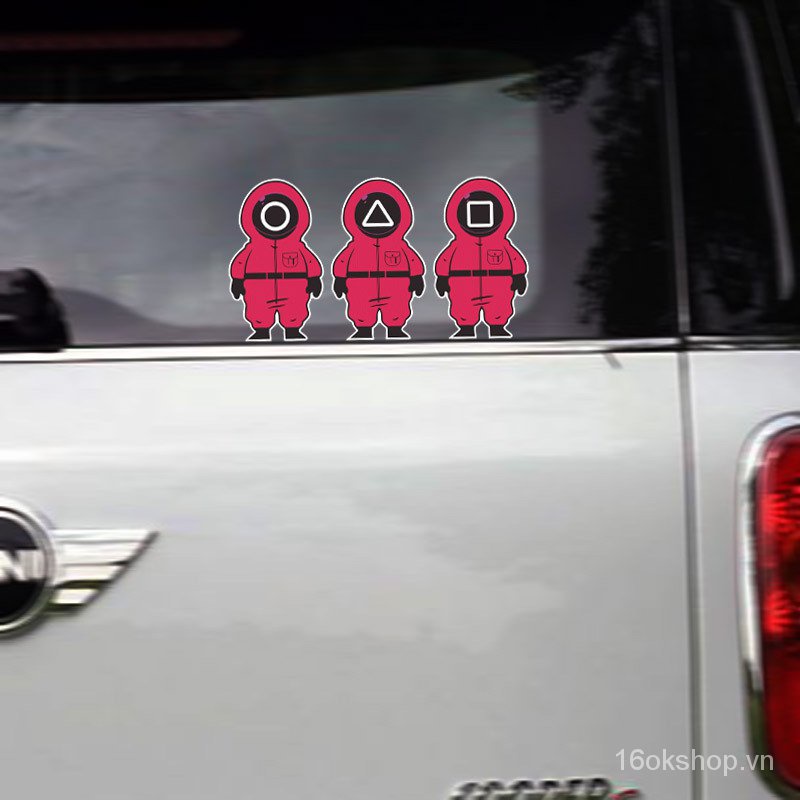 Squid Game Miếng dán trang trí xe hơi hình hoạt hình vui nhộn