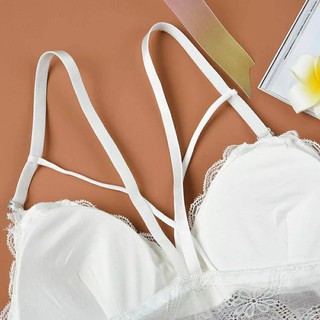 Bra ren chữ V màu trắng, Freesize < 55kg, V1 < 86cm