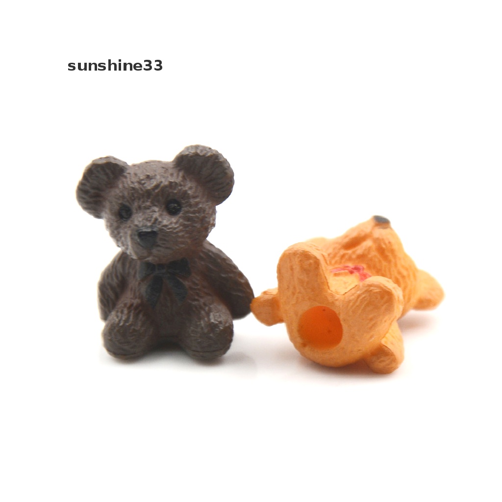 SU 4pcs/lot Bear Figures Mini Fairy Garden Animals Statue Miniature  n