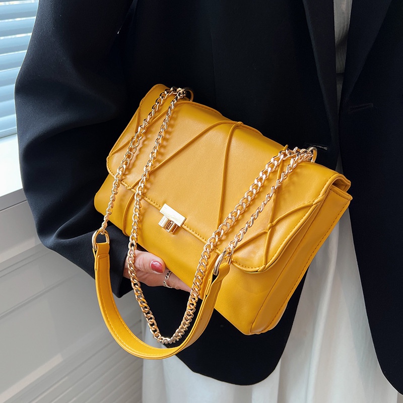 Túi Đeo Chéo Dáng Vuông Nhỏ Phối Dây Xích Nhiều Màu Sắc Thời Trang Cho Nữ