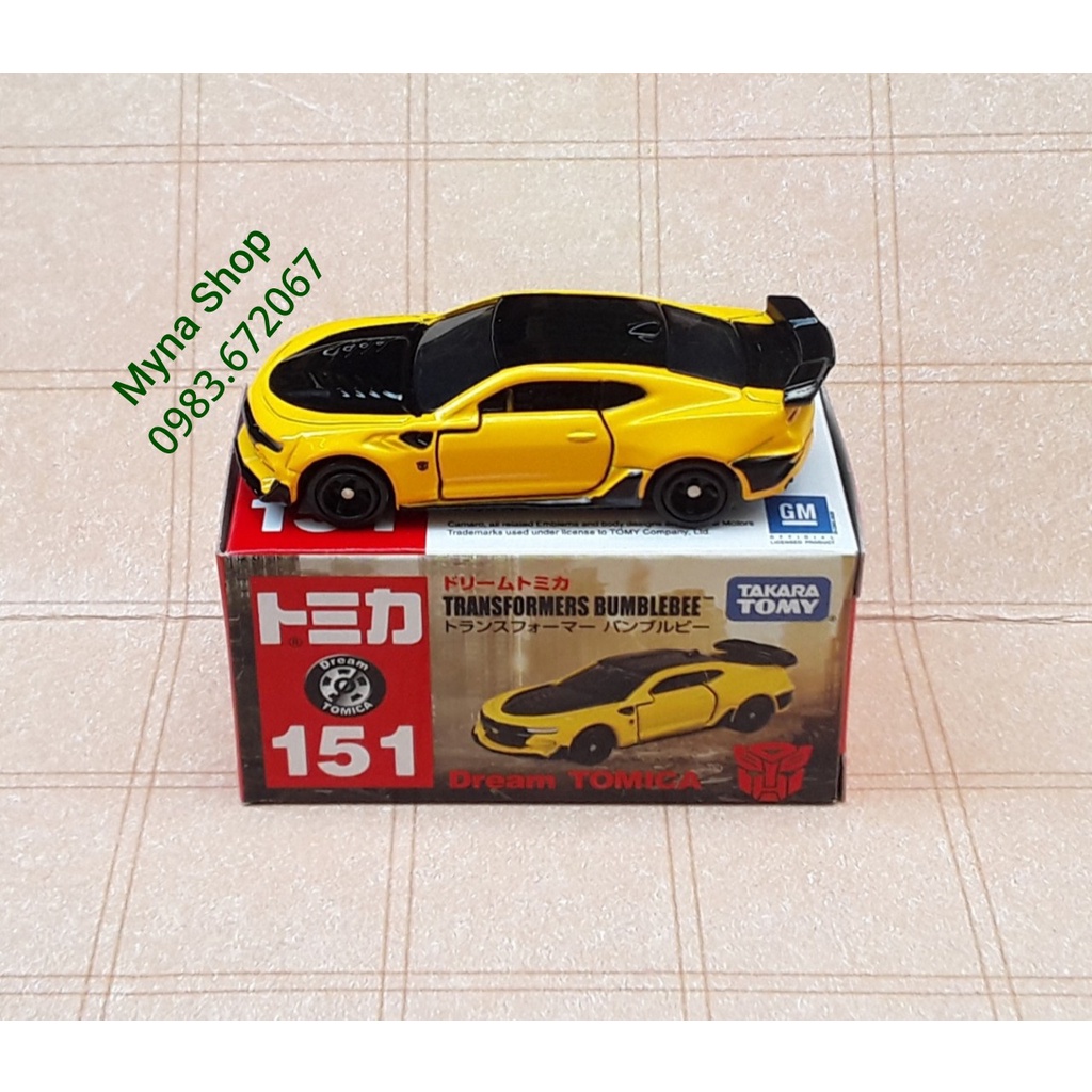 Đồ chơi mô hình tĩnh xe tomica không hộp, Chevrolet Camaro, Transformers Bumblebee (vàng)