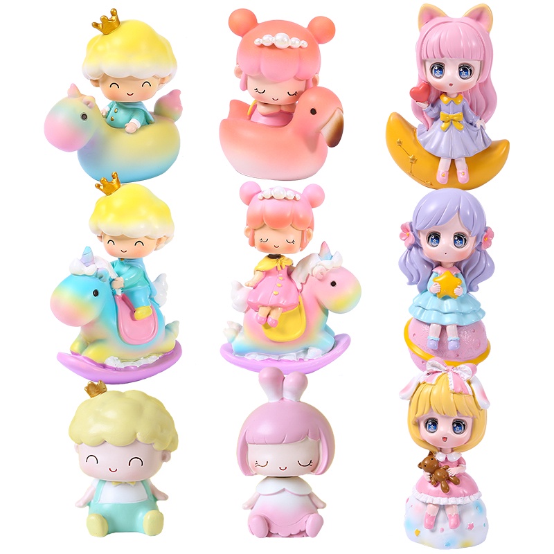 Tượng Nhựa Resin Hình Cô Gái Dễ Thương Dùng Để Trang Trí Bánh Sinh Nhật