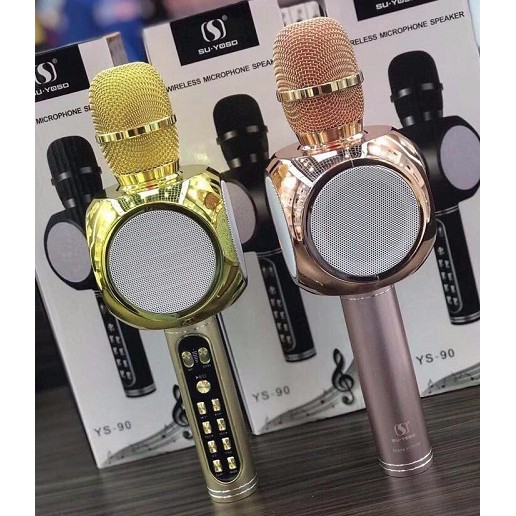 Micro karaoke Bluetooth YS 90 không dây hỗ trợ ghi âm, bắt giọng chuẩn, Mic tích hợp loa bass hay-BH: 6Thang Lỗi 1 đổi 1