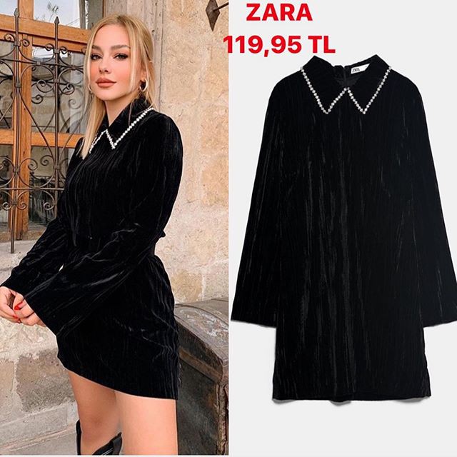 Bill Đức - Đầm Zara auth new tag nhung cổ đính đá cao cấp chính hãng