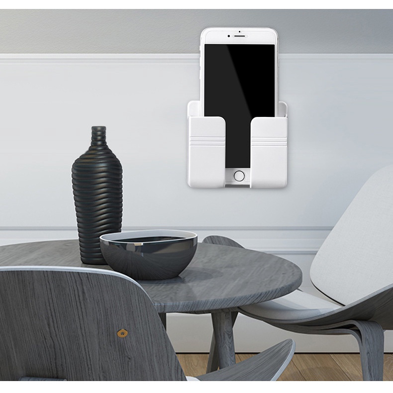 Combo Kệ dán tường để remote,giá đỡ sạc điện thoại hình chữ nhật DS87 Shalla