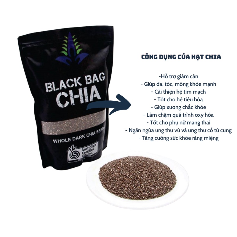 Hạt chia Úc giảm cân hữu cơ chính hãng túi 500G