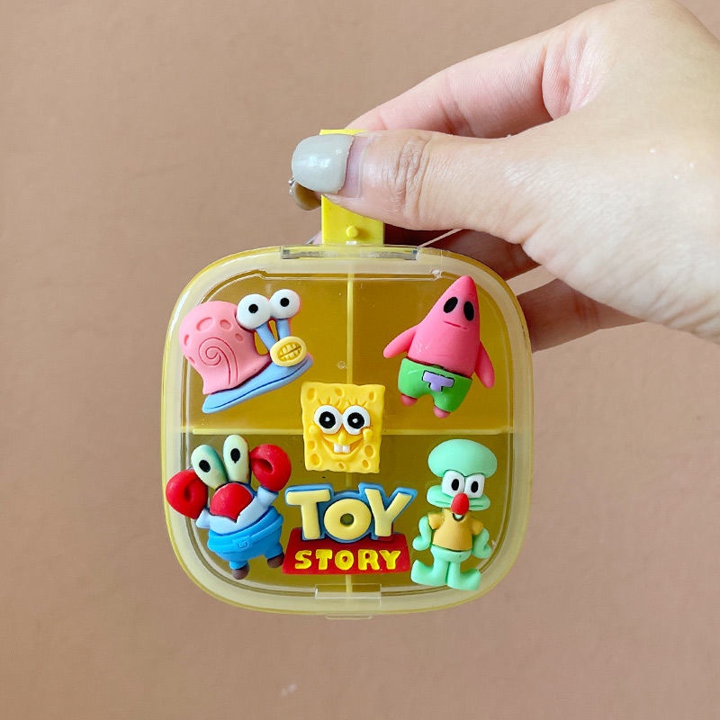 Hộp Đựng Thuốc Mini Chống Ẩm Họa Tiết Hoạt Hình Dễ Thương