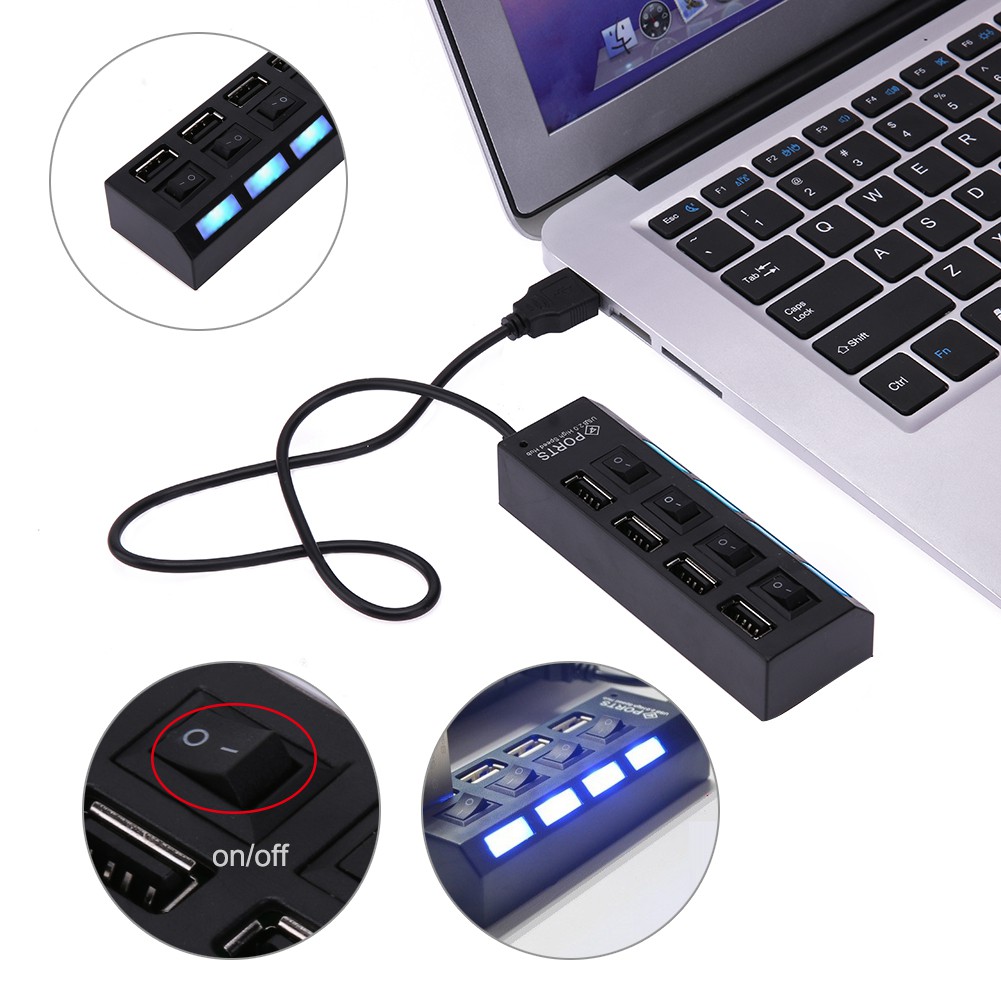 Củ sạc 4 cổng USB 2.0 công tắc riêng