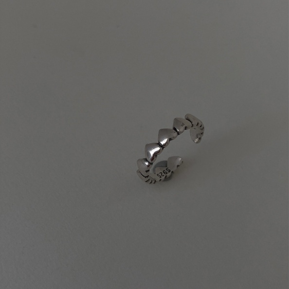 IF ME Bộ Nhẫn Bạc Dạng Mở Hình Trái Tim Thiết Kế Gợn Sóng Thời Trang Cho Nữ