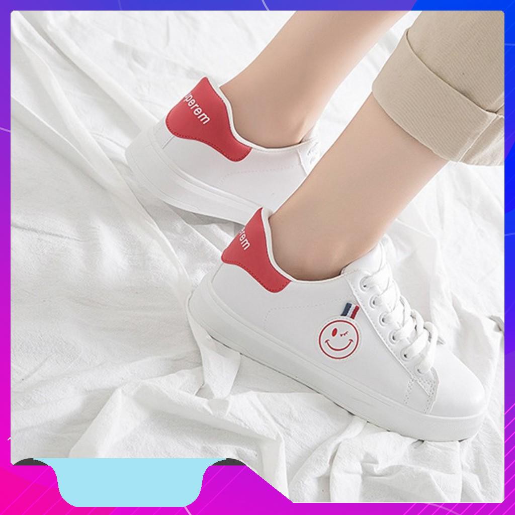 [Sale 3 Ngày] giày sneaker Hàn quốc nữ mặt cười gót 3 màu (đen, đỏ, xanh)