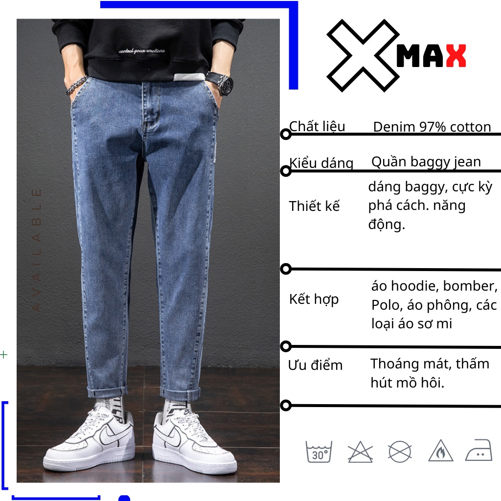 Quần jean baggy nam ống suông ống rộng vừa hotrend Hàn Quốc, Quần bò baggy nam dáng rộng MAXSTORE B014 | BigBuy360 - bigbuy360.vn