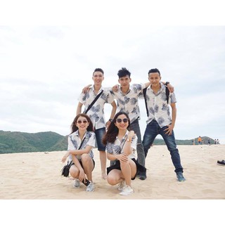 [FULL SIZE] Áo đi biển- Áo nhóm, áo hoạ tiết đi biển, áo hoa quả đi biển - Áo lá cọ trắng