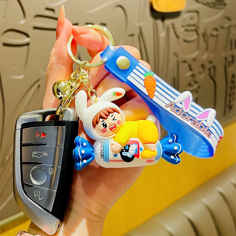 Móc Khóa Hình Thỏ Trắng Hoạt Hình Dễ Thương