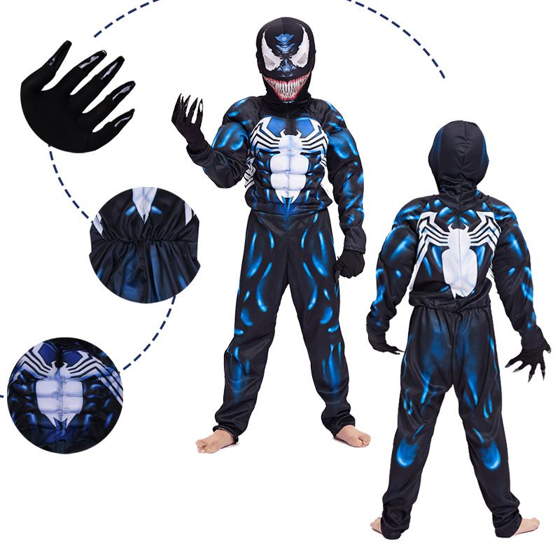 Set kid Venom Symbiosis Cosplay Costume Children Role-Playing Tights Muscle Jumpsuit